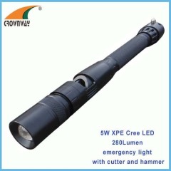 5W XPG Cree Led flashlight Led emergency flashlight with cutter and hammer heavy duty outdoor working light