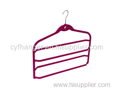 Factory Made ABS Plastic red velvet 5 bar slacks hanger non-slip