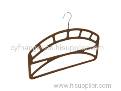 Stylish design pants hanger brown flocked made by ABS plastic