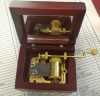 WINE COLOUR WOOD HAND CRANK VINTAGE MUSIC BOXES