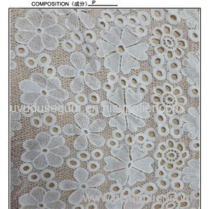 Ivory Polyester Embroidered Lace Fabric By The Yard (S8093)