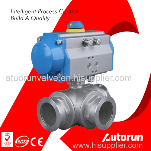 3-Way Stainless Steel Pneumatic Ball Valve