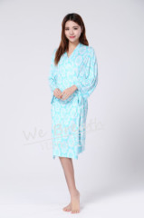 Apparel&Fashion Underwear&Nightwear Sleepwear&Pajamas Women's 3/4 Sleeve Bamboo Short Wrap Robe Martini Damask Pink
