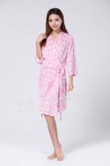 Apparel&Fashion Underwear&Nightwear Sleepwear&Pajamas Women's 3/4 Sleeve Bamboo Shorts Wrap Robe Martini Damask Pink