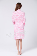 Apparel&Fashion Underwear&Nightwear Sleepwear&Pajamas Women's 3/4 Sleeve Bamboo Shorts Wrap Robe Martini Damask Pink