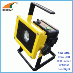 10W XML T6 Cree Led floodlight 3*18650 Lithium rechargeable Led working lamp 1000Lumen high power spot light