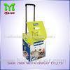 4C Printing Paper Cardboard Trolley Box With Plastic Bar For Advertising