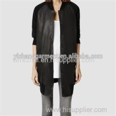 Womens Extend Leather Bomber Jacket