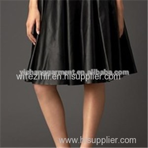 Womens Long Gather Detail Leather Circle Skirt