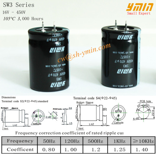 PV Power Inverter Capacitor Snap in Electrolytic Capacitor for Solar Photovoltaic Power Inverter Solar PV Power Inverter