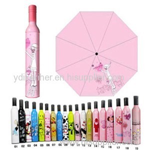 Various Types Wine Bottle Fashion Folding Practical Sunshade Portable Umbrella (UM002)