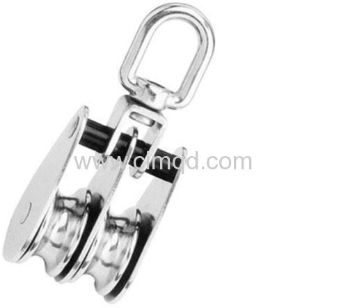 Pulley AISI316 Double With Swivel and Nylon Distance Holder
