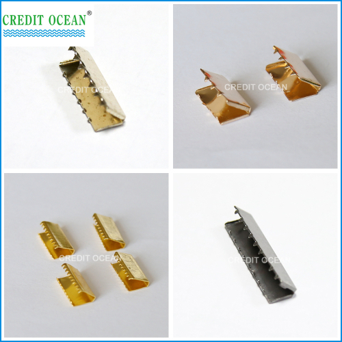 Metal end clip for elastic band