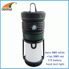 SMD 200Lumen working light hook portable lamp outdoor camping lantern 3*D battery red flashing LED warning light