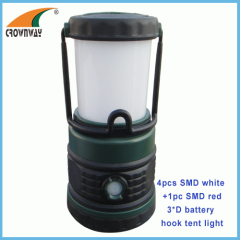 SMD 200Lumen working light hook portable lamp outdoor camping lantern 3*D battery red flashing LED warning light