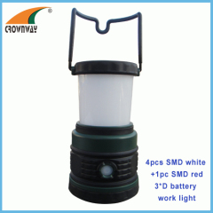 SMD 200Lumen working light hook portable lamp outdoor camping lantern 3*D battery red flashing LED warning light