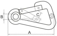 ASYMETRIC SNAP HOOK AISI316 WITH FLAT NOSE AND EYELET