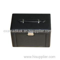 PU Leather Jewelry And Watch Storage Organizer Lock Mirror And Mini Travel Boxes