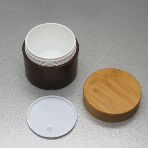 250g PP cream jar 250g bamboo cap with disc liner