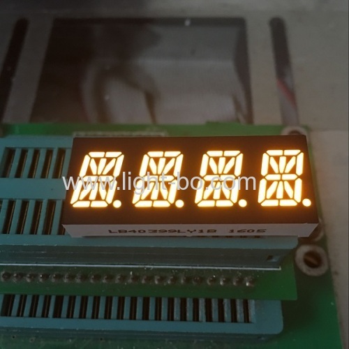 Пользовательский дизайн супер яркий янтарный 0.39inch (10мм) четырехзначный 16 сегментный светодиодный дисплей для приборной панели
