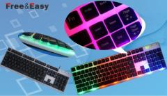 company assessory colorful rainbow light multimedia wired keyboard with high quality