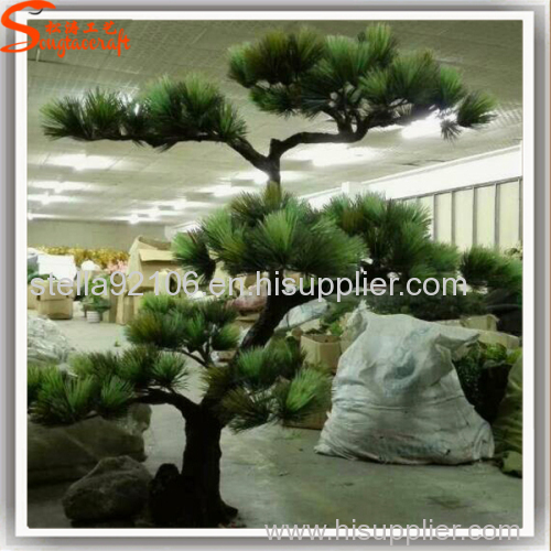 All festival Occasion Unique large decorative plastic+silk fabric Material bonsai pine trees for garden landscape