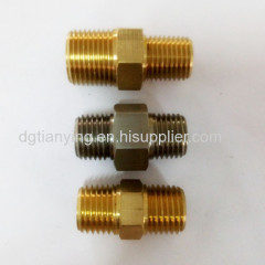 3/8" X 1/4" male hex nipple threaded reducer pipe fitting brass