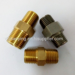 1/4 pt double thread hex nipple fitting made of brass