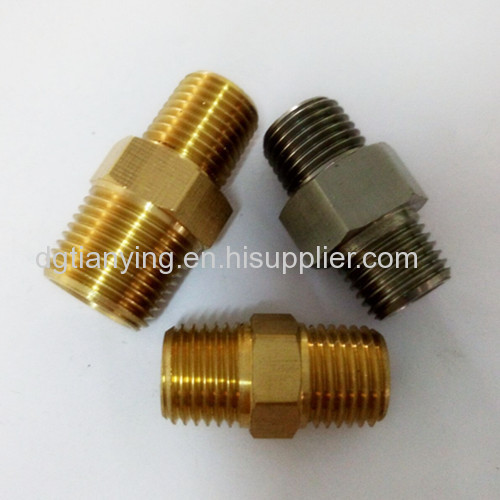 1/4 pt double thread hex nipple fitting made of brass