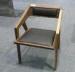 Real Black Leather Living Room Chair With Full Grain Leather / Solid Walnut