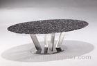 Black Fossil Round Marble Top Coffee Table / Marble Dining Room Table