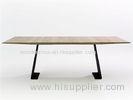 Indoor Furniture Solid Walnut Extending Dining Table Aluminium Base