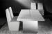 Modern Gray Natural Marble Dining Table With Marble Top And Chairs