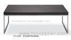 Black Solid Walnut And Stainless Steel Base Natural Marble Coffee Table For Living Room