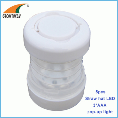 4LED straw hat LED pop up light table lamp camping lantern 3*AAA closed plstic hook lamp