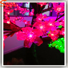 LED red-blue-purple color 3-changing artificial cherry blossom tree with LED lights