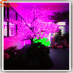 LED red-blue-purple color 3-changing artificial cherry blossom tree with LED lights