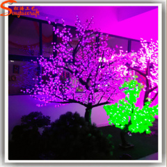 LED red-blue-purple color 3-changing artificial cherry blossom tree with LED lights