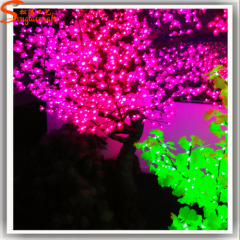 LED red-blue-purple color 3-changing artificial cherry blossom tree with LED lights
