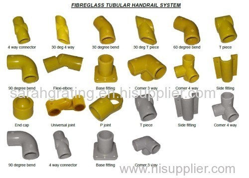 FRP Handrail system with FRP Kick plateFiberglass Handrail Fittings