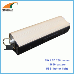 5W LED flashlights 300Lumen USB power bank mobile cigarette lighter 18650 Lithium hand torch