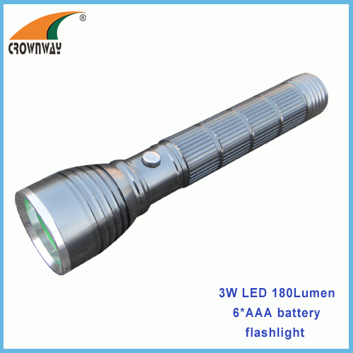 3W LED 180Lumen flashlights 6*AAA big size hand torch aluminum emergency lamp outdoor camping lantern