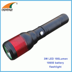 3W LED flashlight 18650 Lithium rechargeable torch magnet working lamp 180Lumen Red warning lantern CE RoHS