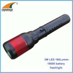 3W LED flashlight 18650 Lithium rechargeable torch magnet working lamp 180Lumen Red warning lantern CE RoHS