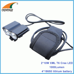 2*10W XML T6 Cree LED bike lights 900Lumen high power bicycle light 18650 battery 6000mAh rechargeable waterproof lamp