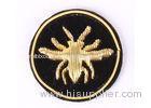 Round Bee Bullion Wire Badges Emblems Washable Embroidered Uniform Patches