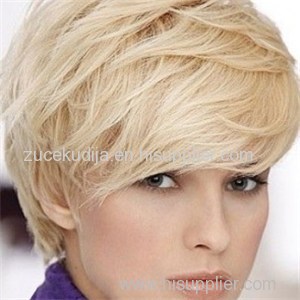 Short Blonde Straight Human Hair Wigs