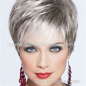 Cropped Straight Synthetic Grey Wigs