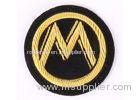 Round M Pattern Embroidered Letter Patches Gold Sew On Patches For Clothes