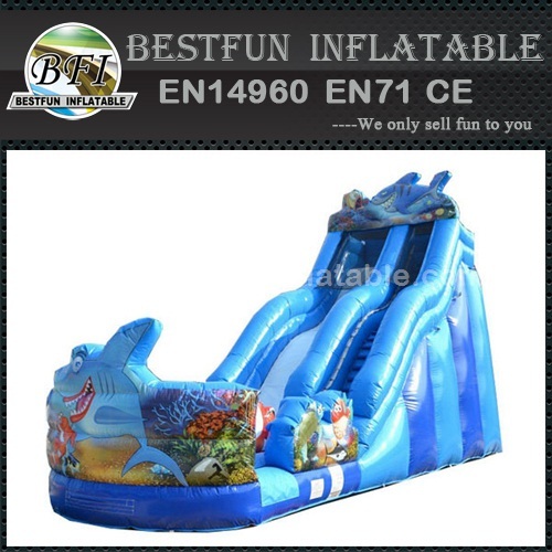 Large shark PVC Outdoor Inflatable slides jumping